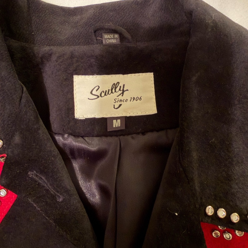 Scully Black Suede Jacket with Red Studded Yoke - Picture 3 of 7